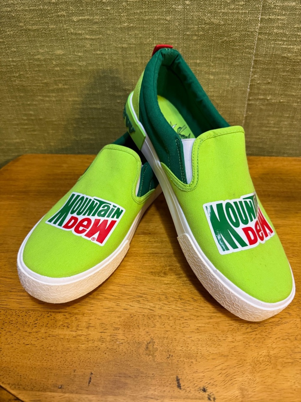 Mountain Dew Men’s Bright Lime Green Slip-On Sneakers